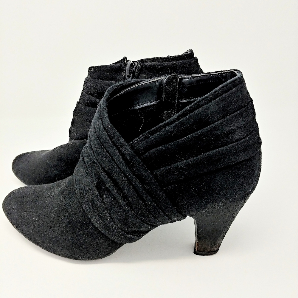 Black suede shoe boot.  Size 10